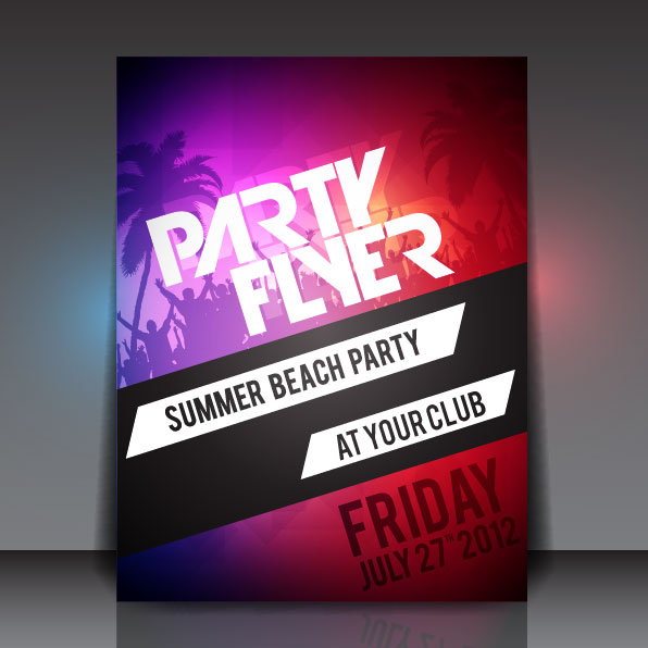 Set of beach party Flyer vector 05