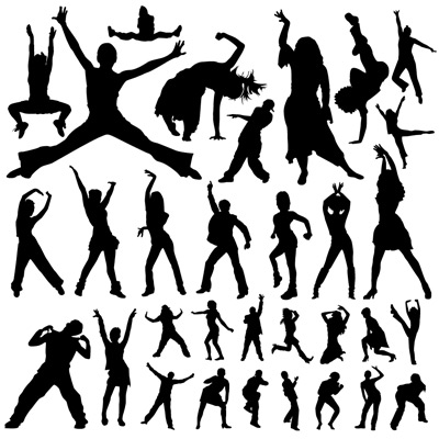 silhouette figure dancing cheering 