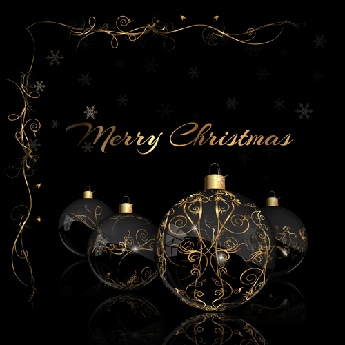 glass christmas black background black baubles 2015 