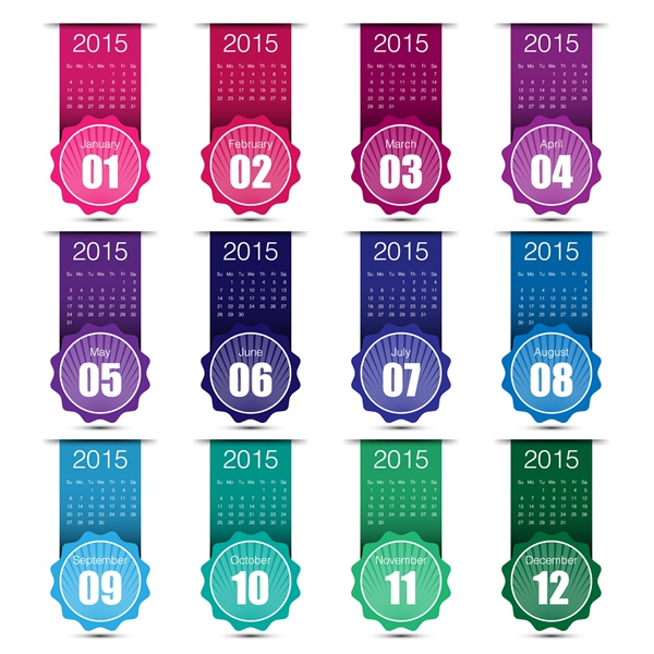 2015 grid calendar creative design vector 05