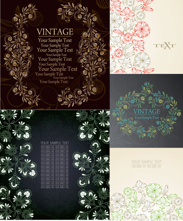 Hand painted flowers background Vector