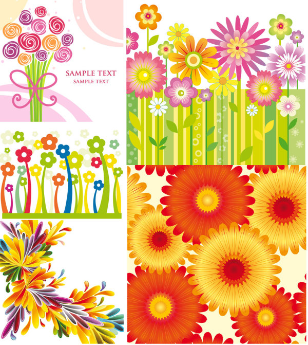 Colorful flowers background vector art