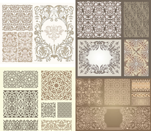 two continuous square shading Patterns pattern leaf lace flower continuous border background 