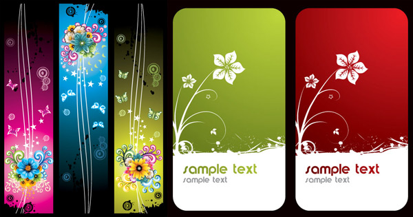 Butterflies and flowers card Vector