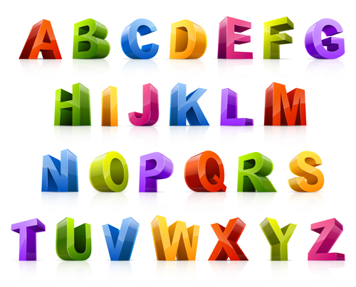 colorful alphabet 3d 