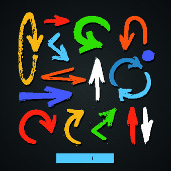 Hand drawn colored arrows vector 02