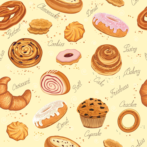 seamless pattern vector pattern cake bakery 