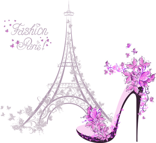 Beautiful floral with france symbols vector 02