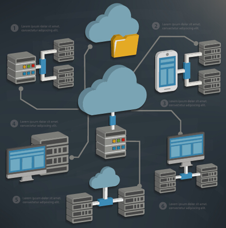Business server and database media vector template 05