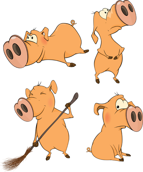 Cartoon big nose pig vector design 01