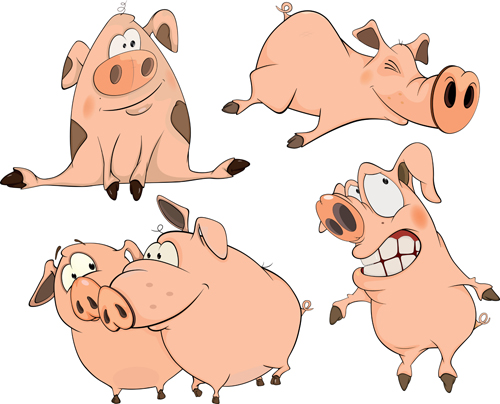 Cartoon big nose pig vector design 02
