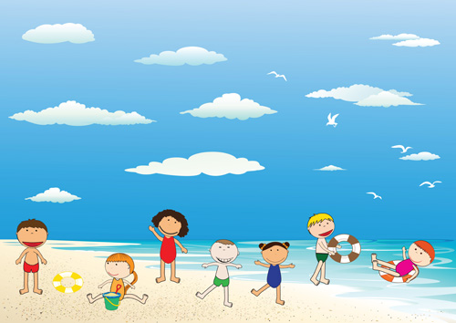 summer children beach background 