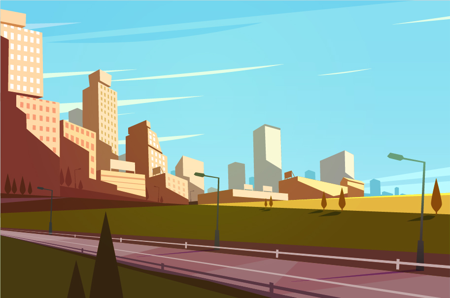 City skyscrapers design material vector 01