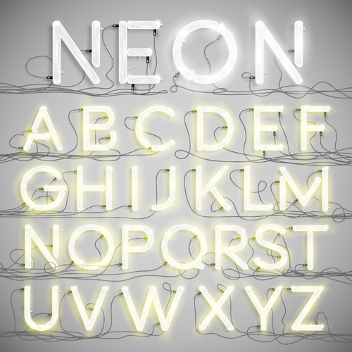 neon creative alphabet 