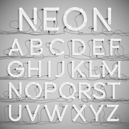 neon creative alphabet 