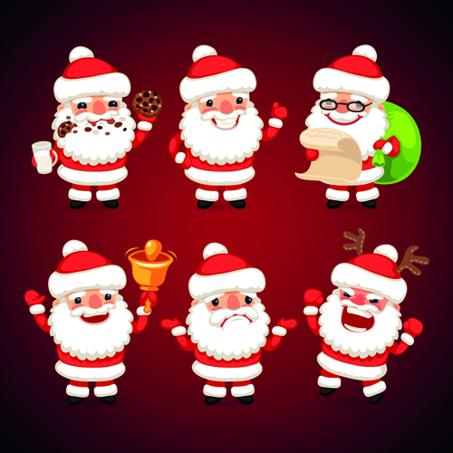 Cute santa material vector set 01