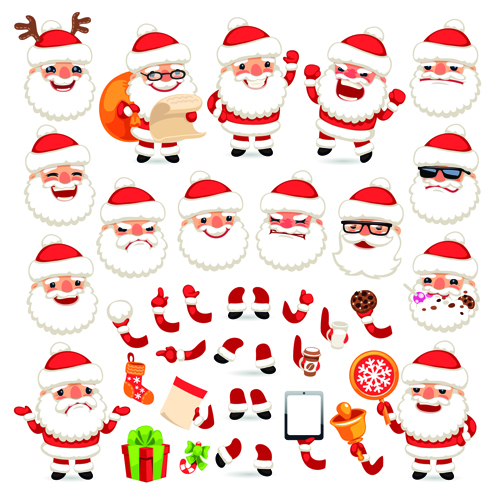 Cute santa material vector set 02
