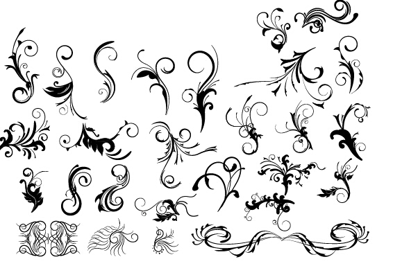 loral design pack vector material 06 Decorative floral design pack vector material 06