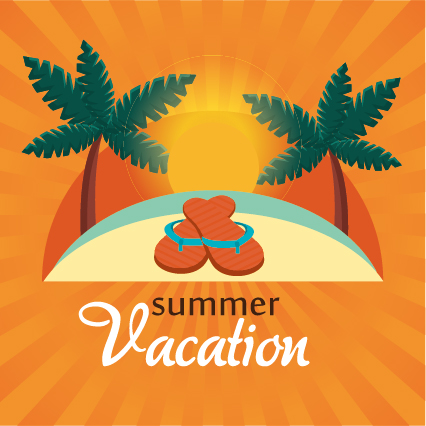 Flat styles summer holiday vintage background vector 06