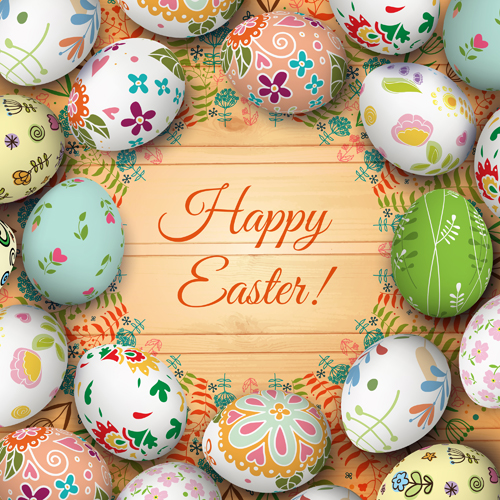 Floral easter egg background vector material 03