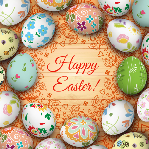 Floral easter egg background vector material 04