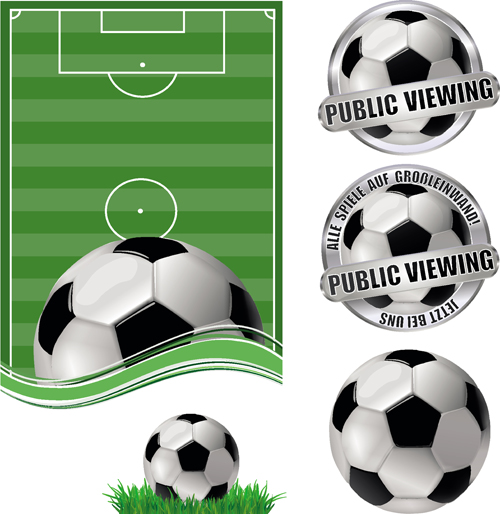 Football field with football labels vector 02