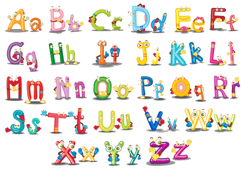 Funny cartoon alphabet vector graphics
