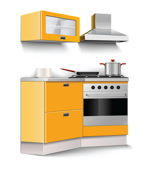 Set of Kitchen Furniture design elements vector 01