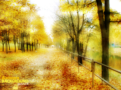 Golden autumn scenery vector background art 05