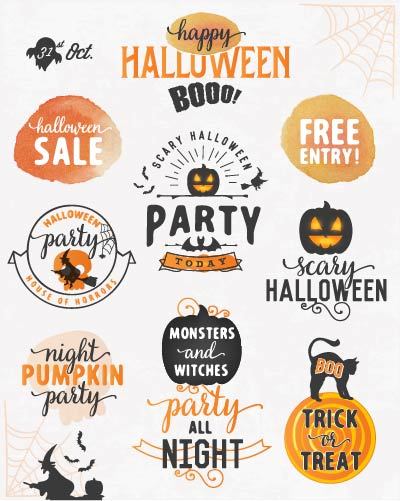 watercolor party labels halloween 
