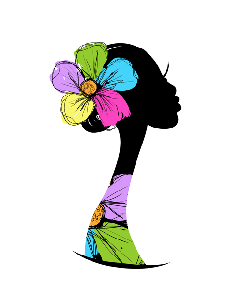 Hand drawn Girls with Flowers vector 02