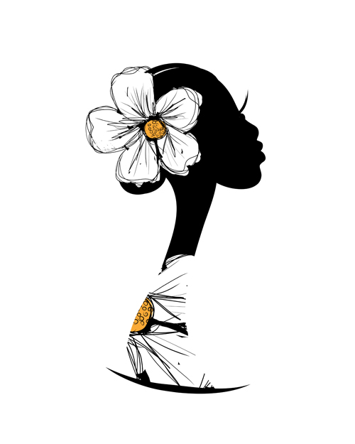 Hand drawn Girls with Flowers vector 04