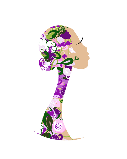 Hand drawn Girls with Flowers vector 06