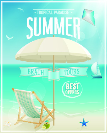 Happy summer design elements vector 01