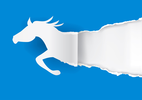 Horse ripped open paper vector material