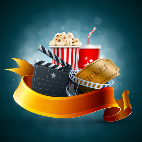 Movie time design elements vector backgrounds 04