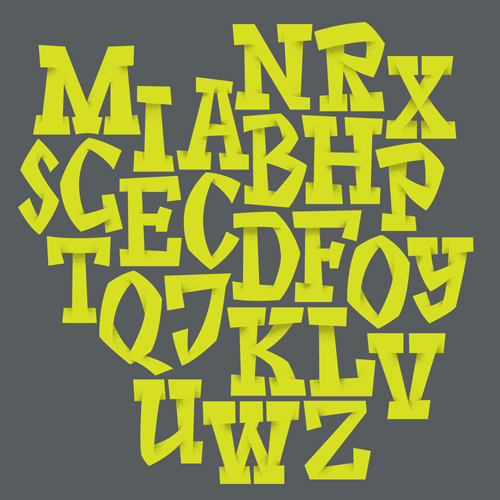 Origami alphabet yellow vector material