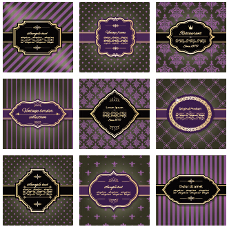 Ornate pattern with frames vintage background vector 01
