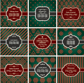 Ornate pattern with frames vintage background vector 03