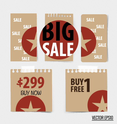 Paper banners sale elements vector 02