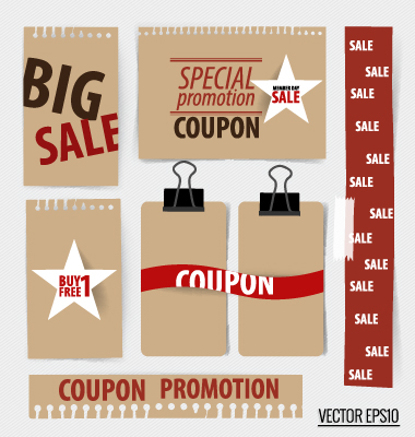 Paper banners sale elements vector 03