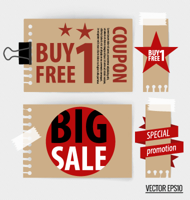 Paper banners sale elements vector 04