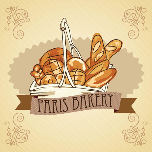 Retro bakery background vectors set 05