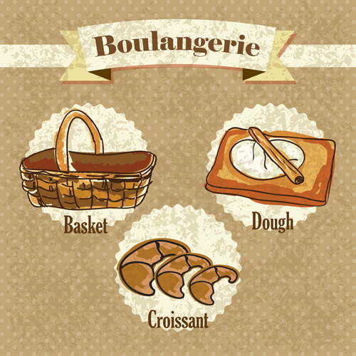 tro bakery background vectors set 07 Retro bakery background vectors set 07