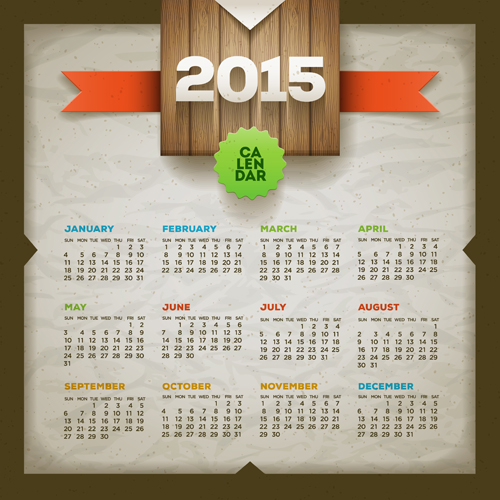 Retro style Retro font calendar 2015 