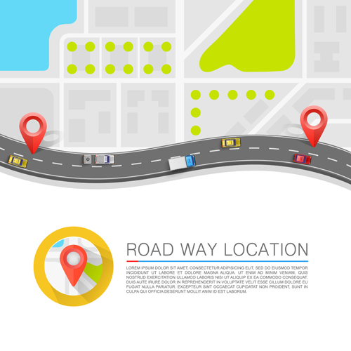 Road way location navigation template vector 02