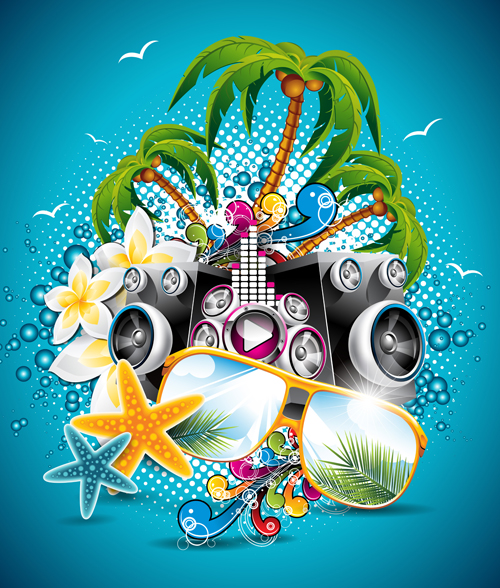 Summer Night Posters design vector 02