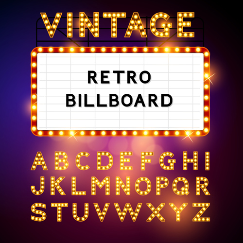 Theatre neon light alphabet vector material 03