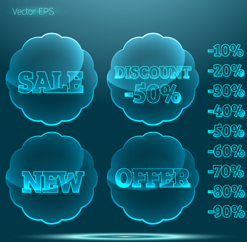 Transparent glass sale labels vector matirial