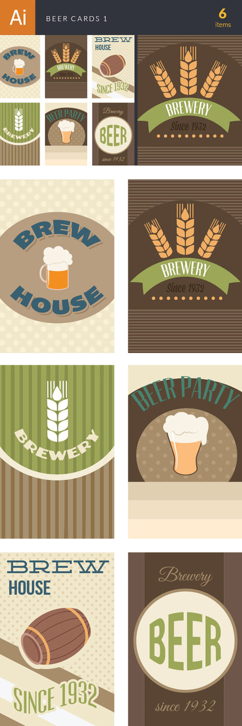 Retro font cards card beer 